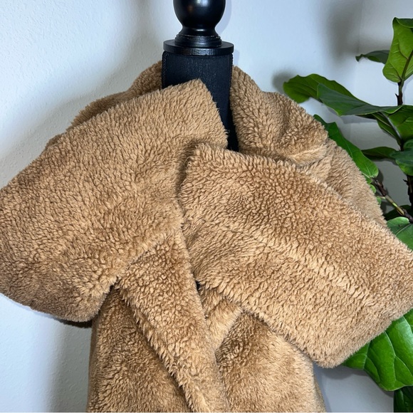 Sebby Women’s Camel Tan Teddy Bear Lined Topper Coat Medium - Picture 15 of 16